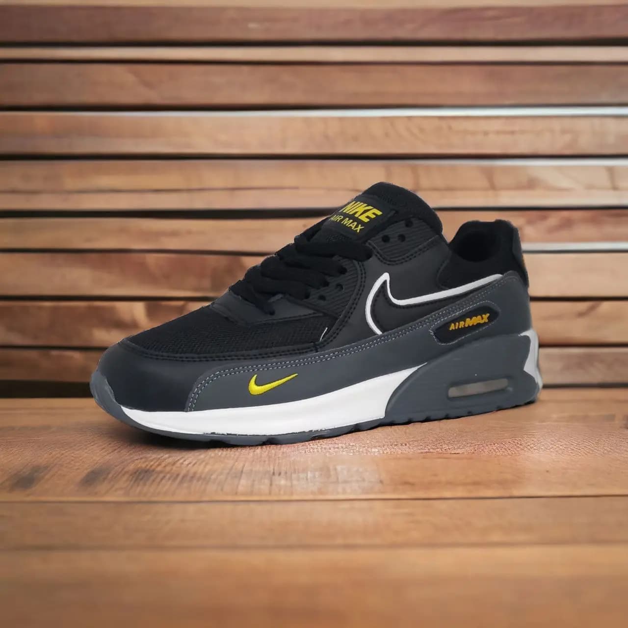 Air Max 90 || Color – Black & White & Yellow || Men Casual Shoes || Running Shoes