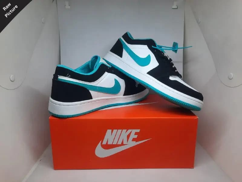 Air Jordan 1 || Color β Black & White with Sky Blue Logo|| Low Neck || Grade β OEM