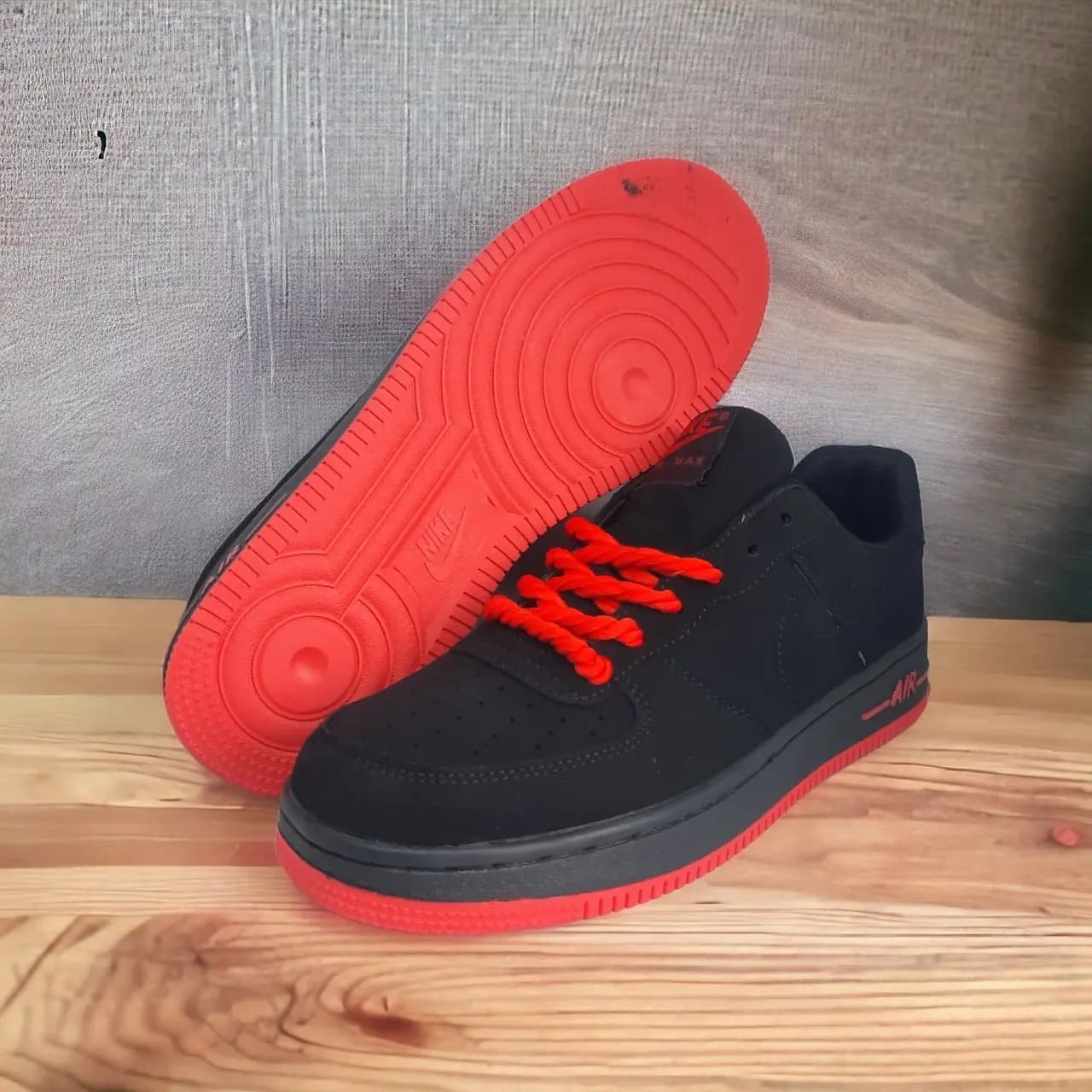 Air Force 1 || Color – Black & Red - Red Sole || Low Neck || Grade – OEM
