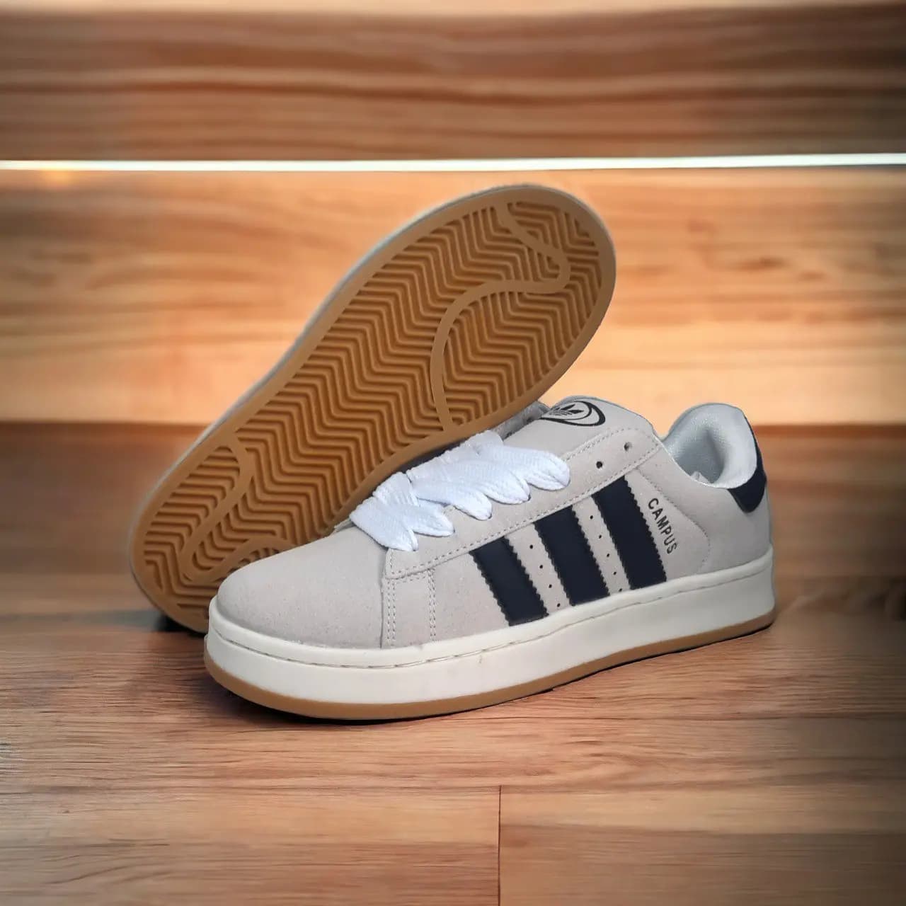 Adidas Campus || Color - Cream & Black || Low Neck || Grade - OEM