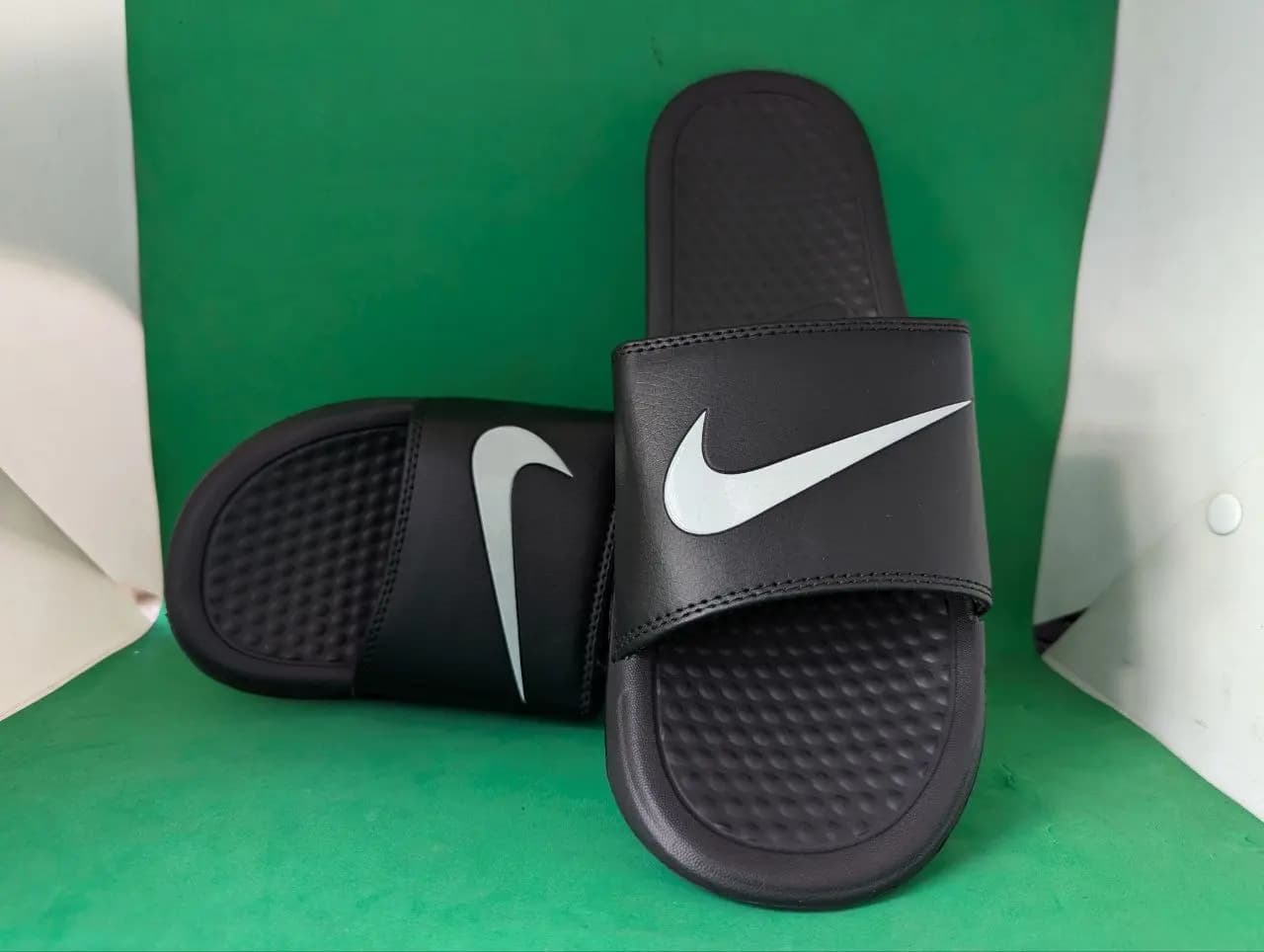 Model 1 || Nike Slides || Color - Full Black with white logo || Imported