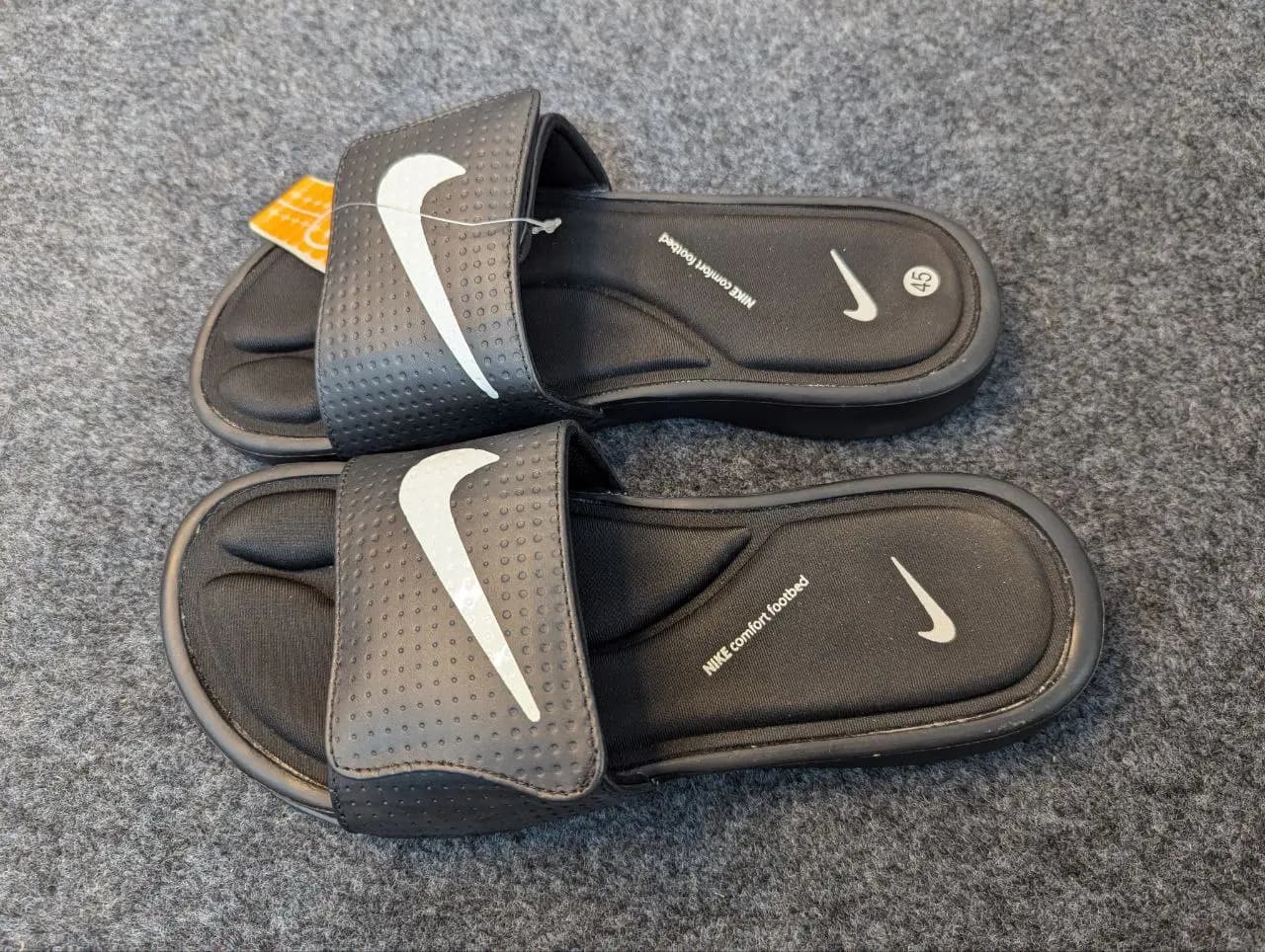 Model 4 Nike Slides || Color - Full Black with White logo || Imported