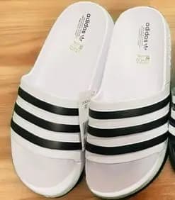 Model 1 Adidas Slides || Color - White & Black || Imported