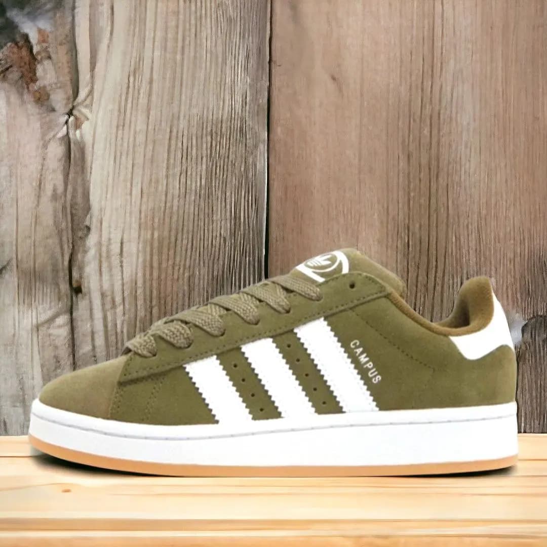Adidas Campus || Color - Olive & White || Low Neck || Grade - OEM
