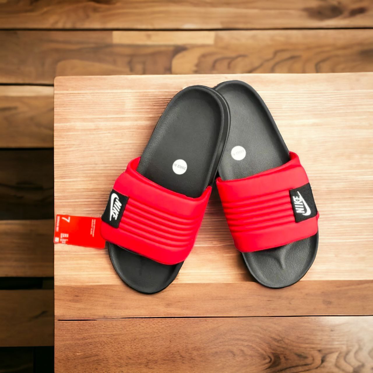 Nike Slides Color Black Red with Strap with Black logo Imported TrekNTread Buy shoes online in bd best price guaranteed