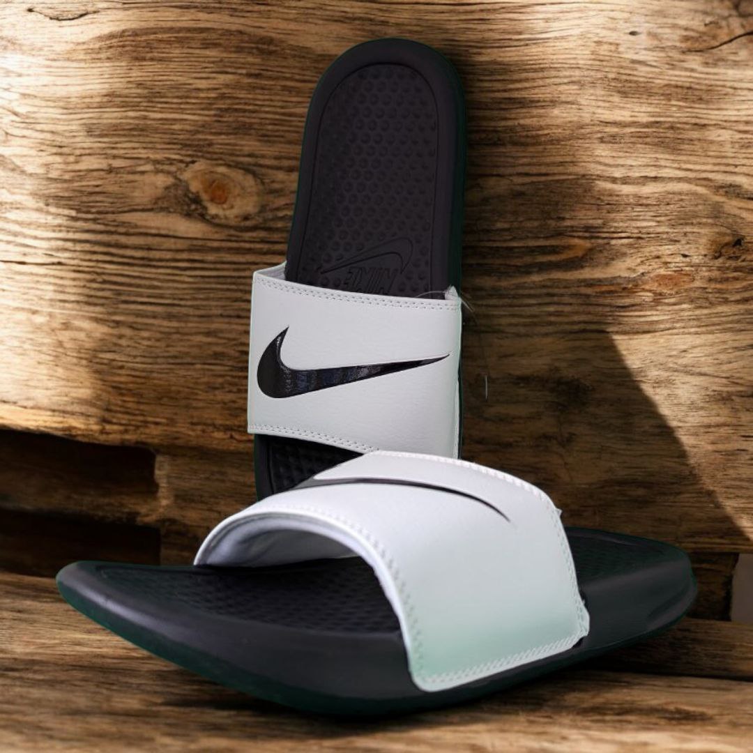 nike black white slides