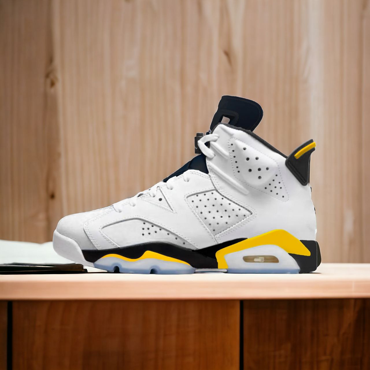 Yellow black fashion and white jordans